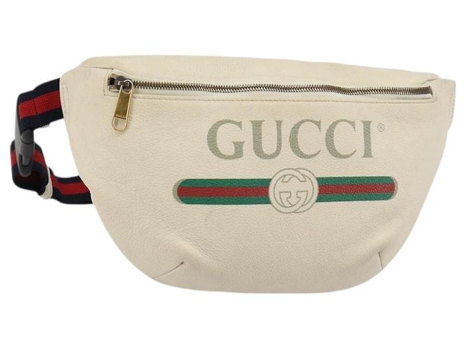 GUCCI Sherry Line Gürteltasche Leder Rot Weiß 493869 Auth ka4491A