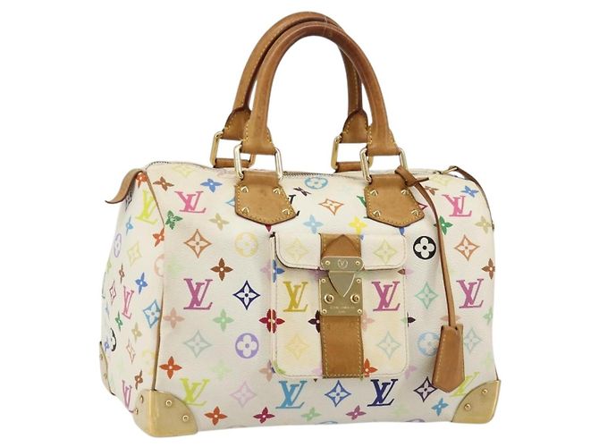 LOUIS VUITTON Monogram Multicolor Speedy 30 Borsa Bianca Bron M92643 LV Auth 181700 Bianco Bronzo