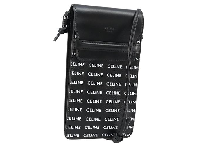 Céline CELINE Schultertasche aus PVC und Leder Schwarz Auth bs35232A