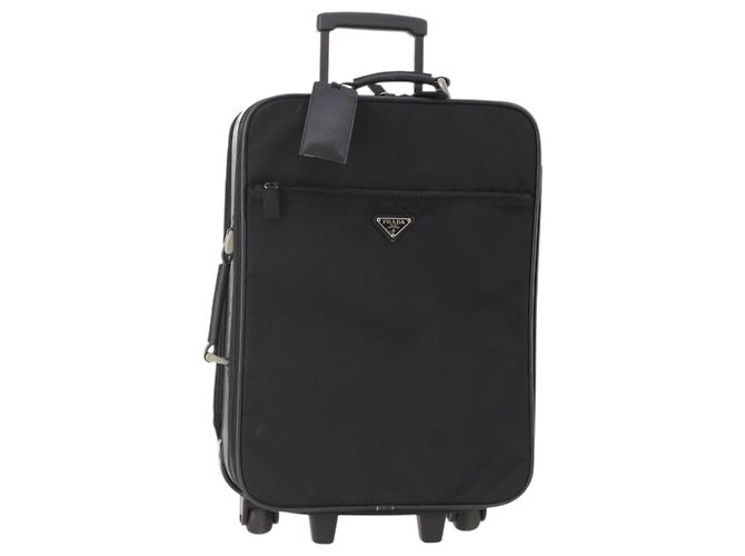 Valigia PRADA Nylon Nero Argento Auth 181553A