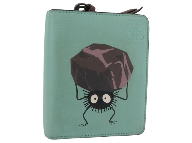 LOEWE LOEWE �~ Studio Ghibli Suswatari Portefeuille Cuir Vert Or Auth 167344M Doré