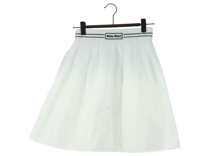 Falda Miu Miu de algodón blanca Auth 182059M Blanco