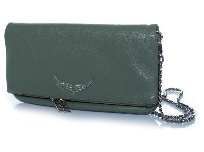 Zadig & Voltaire, Bolsa transversal de couro verde Rock