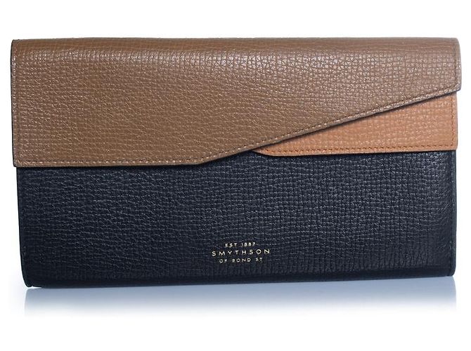 Smythson, carteira de couro preto e marrom