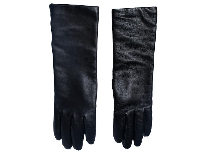 Max Mara Weekend, schwarze Lederhandschuhe 