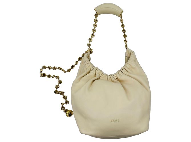 Sac à main Loewe en cuir squeeze Écru