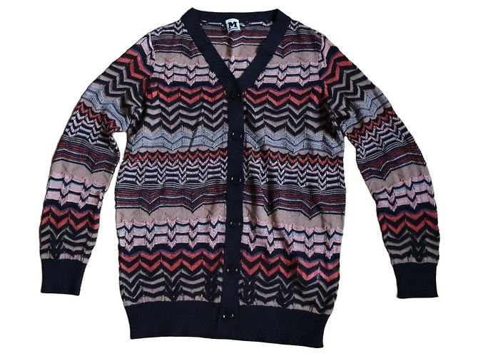Missoni Zickzack-Muster Cardigan Braun Pink Rot Mehrfarben