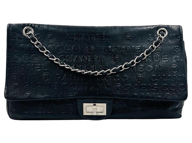 Chanel 2.55 Rue Cambon Bolsa de Aba em Couro Preto