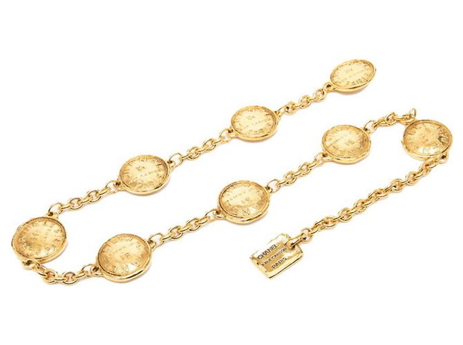 Cambon Cinturón de cadena Chanel chapado en oro Dorado