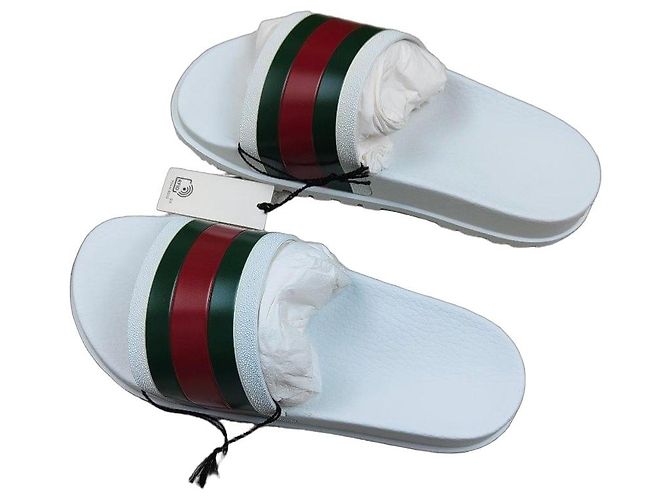 Gucci Web Gummisandalen - Weiß Rot Grün