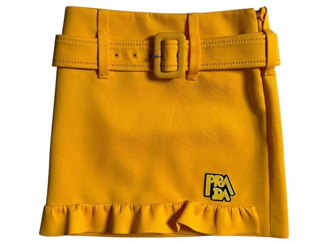 Prada Gelber Nylon Minirock
