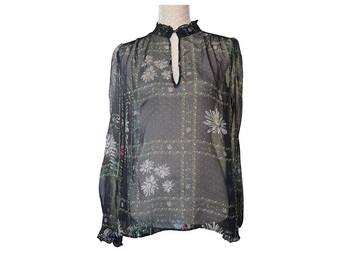 D&G Camicia in seta floreale Dolce & Gabbana Nero Bianco Rosso Verde