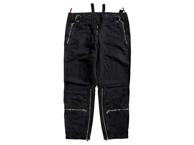 Prada Pantaloni Biker Multi-zip Nero