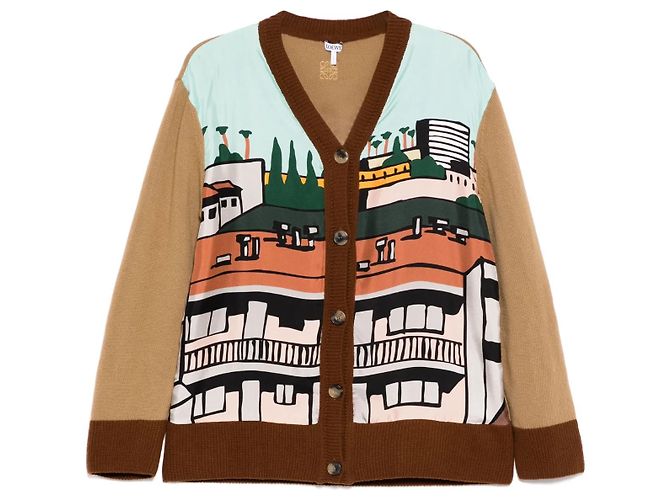 Loewe x Ken Price Gemusterter Cardigan Braun Mehrfarben Beige