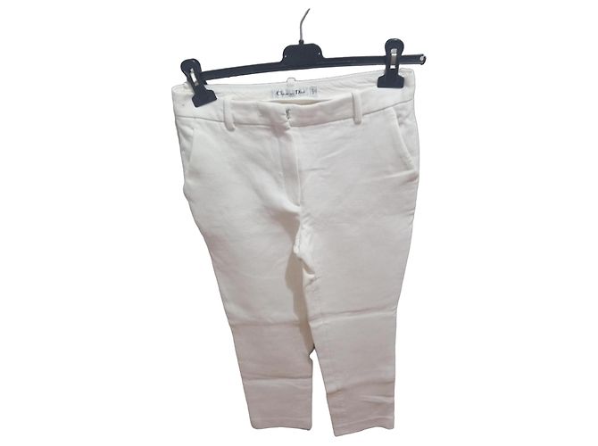 Christian Dior Pantalones Blancos de Algodón