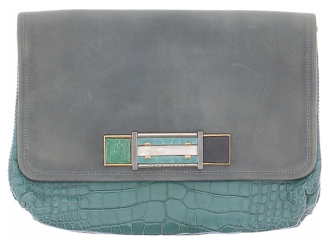 Clutch Marc Jacobs em couro de crocodilo verde Azul