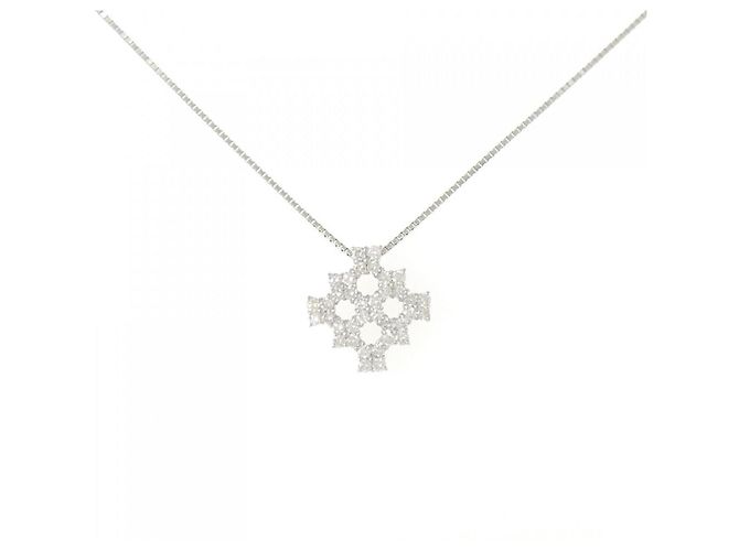 Autre Marque Collana con Diamanti Pt900 Pt850 Argento
