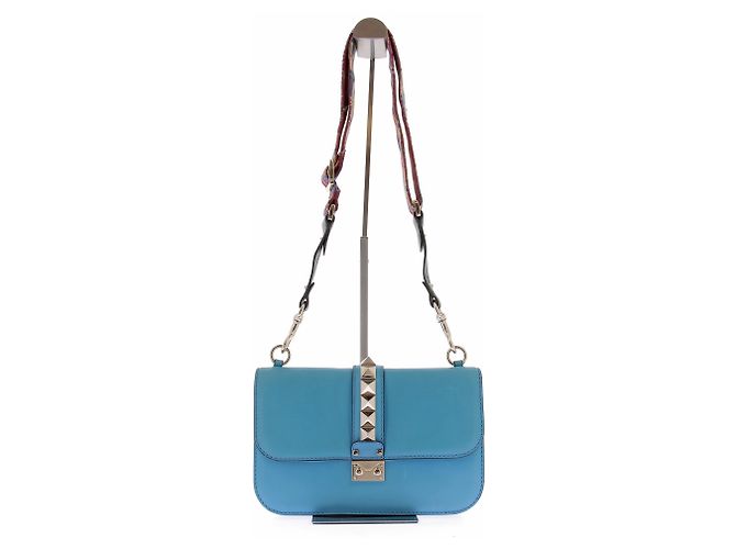Valentino Garavani Bolsa "Glam Lock" azul em couro