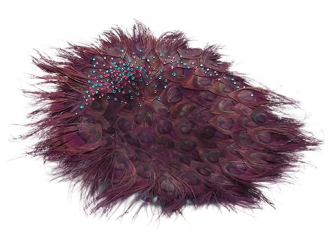 Autre Marque Fascinator de penas de pavão roxas Roxo