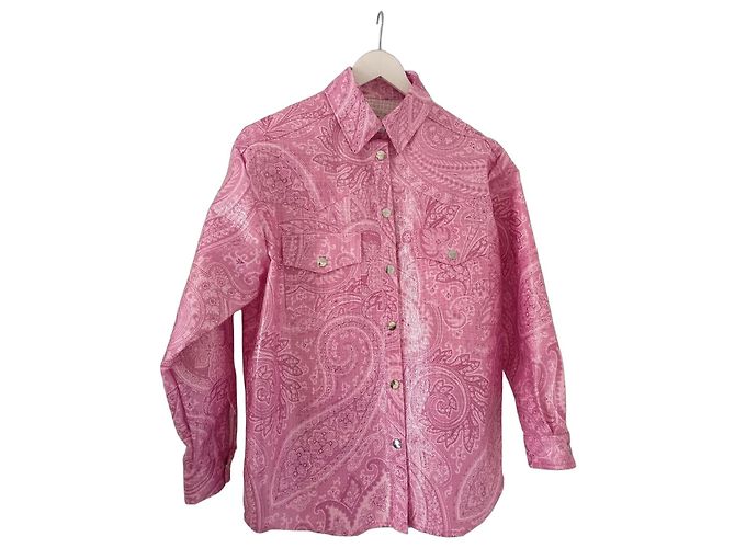 Etro Camicia Rosa Stampa Paisley