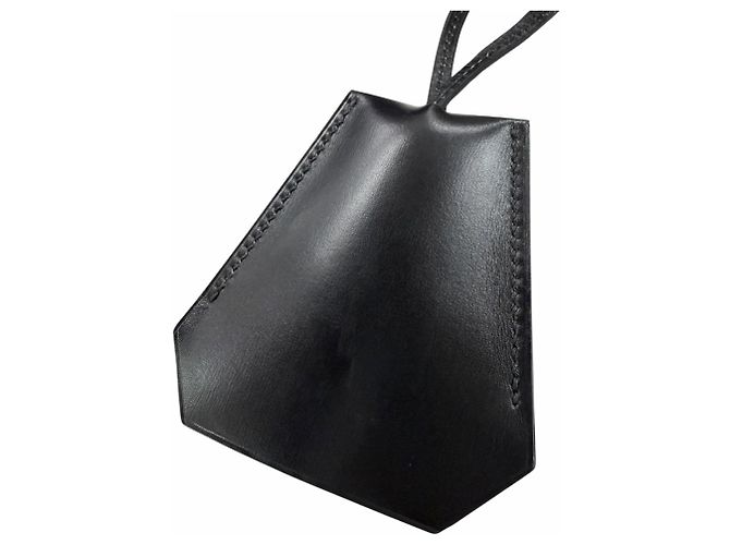 Hermès HERMES Vintage Leather Necklace Black