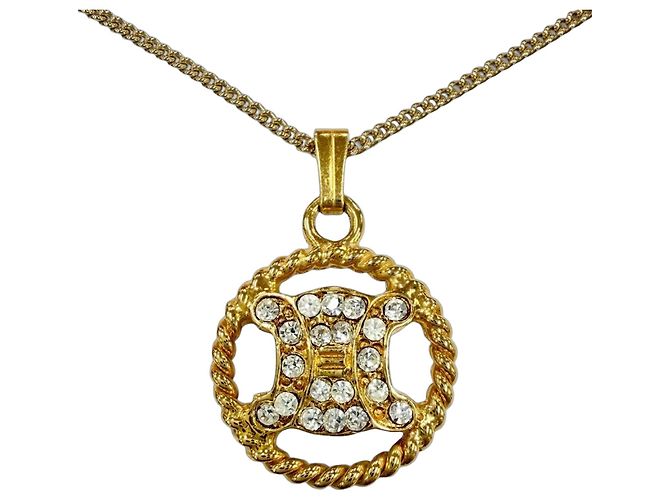Céline Collier CELINE Vintage Triomphe Blazon avec strass Doré