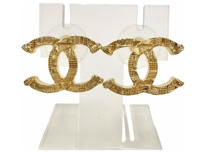 Orecchini Chanel B24V ABB375 Coco Mark Tweed Incisi D'oro