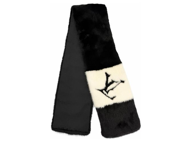 Stola in pelliccia di visone Louis Vuitton Nero Bianco