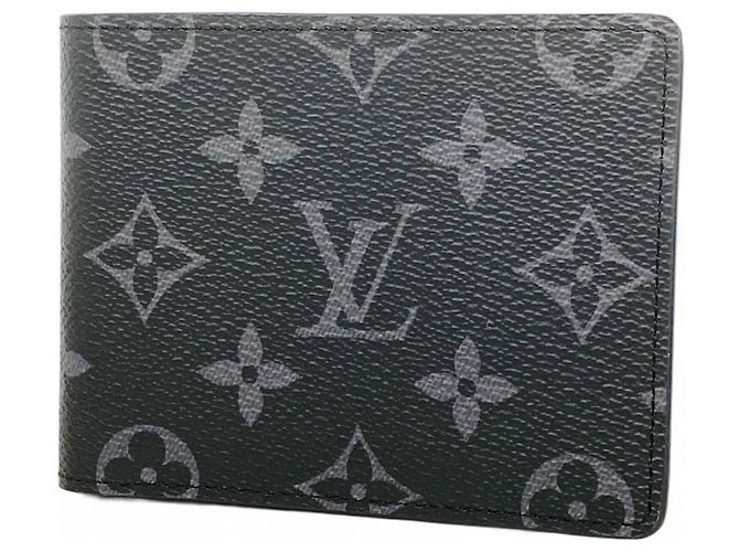 Portafoglio Slender Louis Vuitton Monogram Eclipse Nero