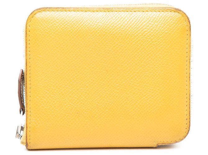 Silk In Cartera compacta de seda y Epsom amarilla Hermès Amarillo