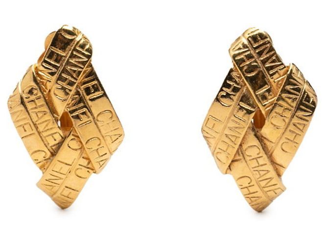 Boucles d'oreilles clips à motif ruban logo Chanel