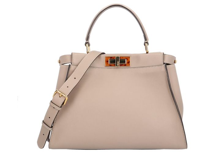 Bolso de Hombro Fendi Medium Peekaboo Beige Gris