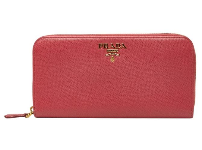 Portafoglio lungo in pelle Saffiano rosa Peonia Prada