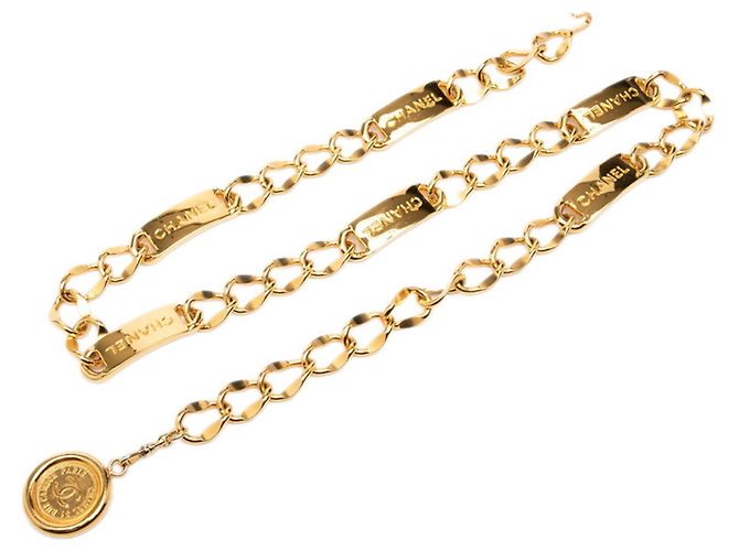 Cambon Chanel Coco Mark Goldplattierter Kettengürtel Golden