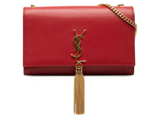 Bolso de hombro Saint Laurent Kate Tassel Medium Chain Roja