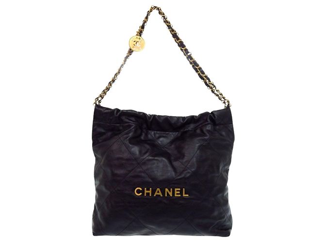 Borsa a tracolla Chanel 22 Small in pelle di vitello nera Nero