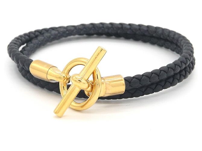 Hermès Bracciale Glenan Double Tour Hermes Nero Giallo