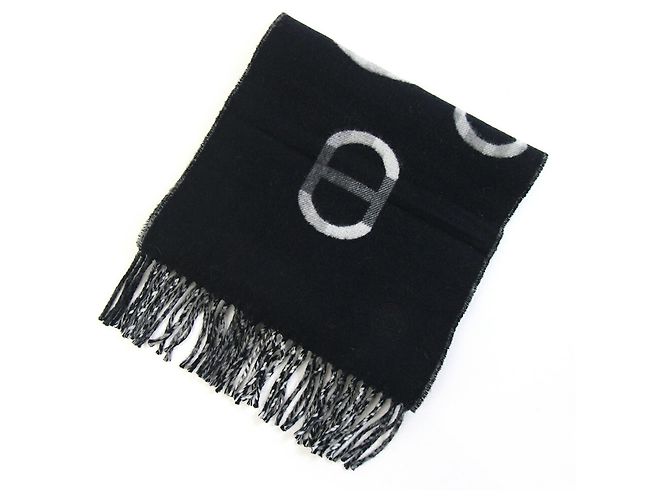 Hermès Stola in cashmere Hermes in nero e grigio Marrone