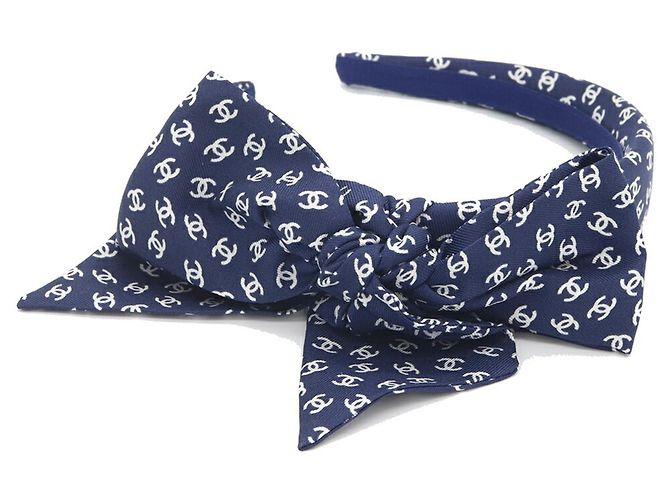 Cerchietto Alice in seta blu navy Chanel