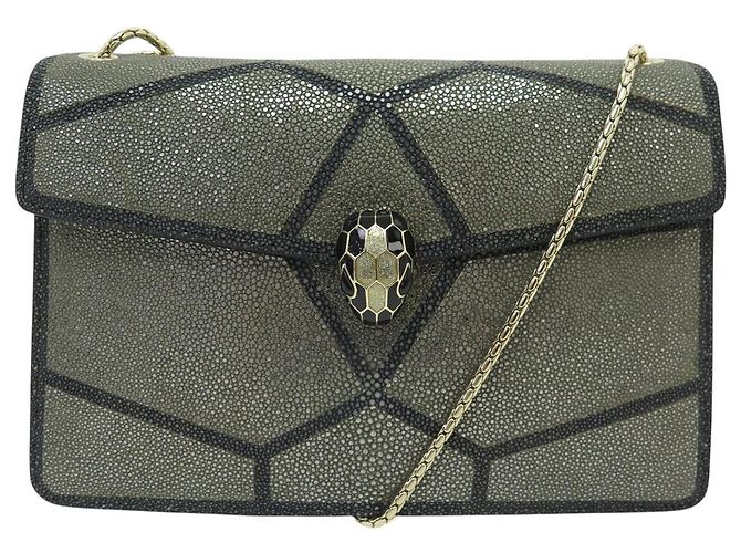 NEW BULGARI SERPENTI FOREVER SHOULDER BAG SHAGREEN LEATHER