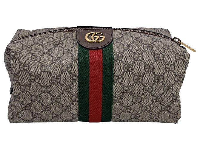 Gucci Cloth Clutch Bag Ophidia Brown Beige