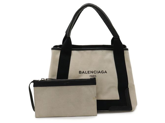 Borsa Tote Balenciaga Navy Cabas S Logo Nero