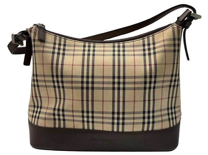 Bolsa de ombro em canvas e couro com estampa Nova Check da Burberry Marrom Bege