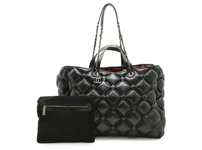 Bolso Tote Chanel de piel Bubble Quilt Negro