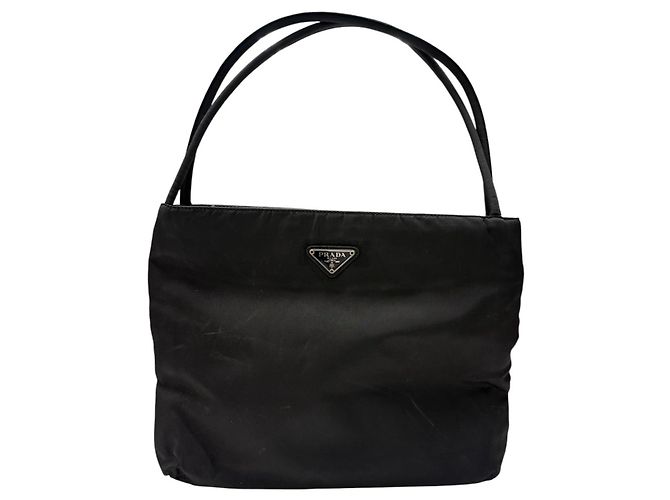 Prada Nylon Tessuto Logo Tote Bag Schwarz