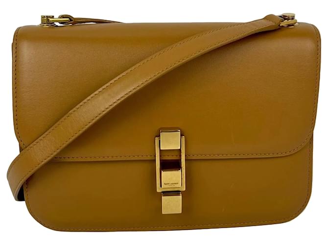 Yves Saint Laurent Sac à bandoulière Saint Laurent en cuir lisse de veau Le Carre marron 