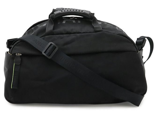 Bolsa Boston Chanel de nylon e borracha 2WAY Preto