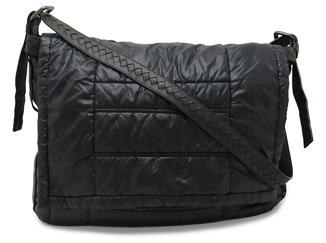 Borsa a tracolla in nylon e pelle Bottega Veneta Nero