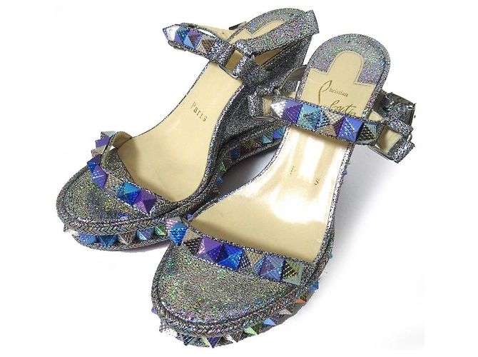 Sandali con zeppa Christian Louboutin CATACLOU Argento