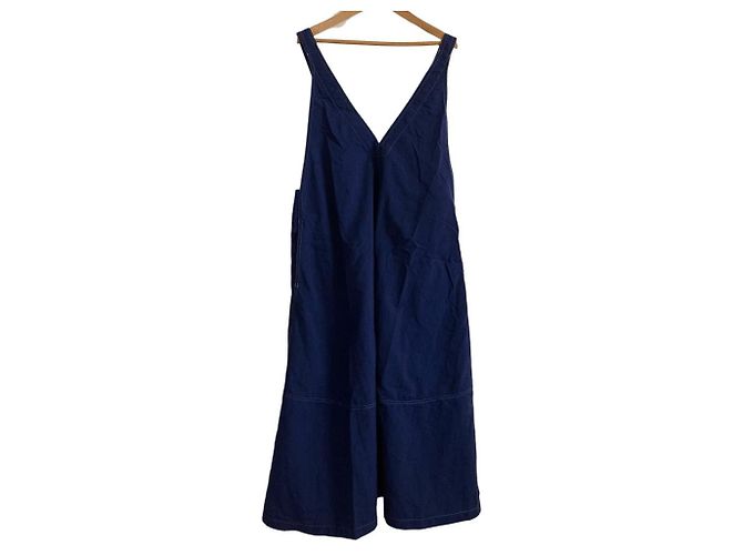 Autre Marque IENA Popeline Maxikleid mit V-Ausschnitt Blau Marineblau